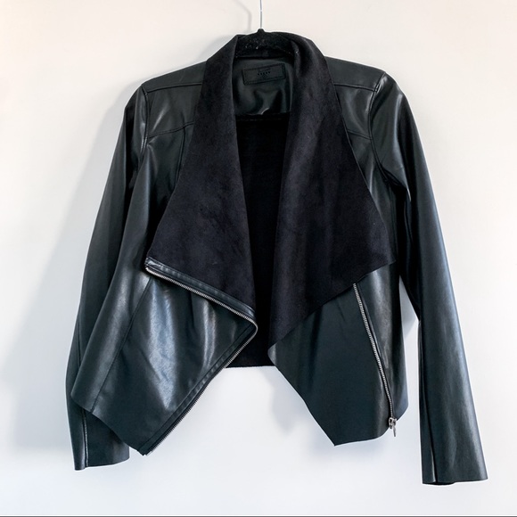 Faux Leather Drape Front Jacket | Poshmark